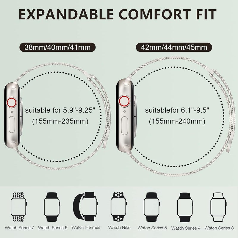 XST Compatible for Apple Watch Band 38mm 40mm 41mm 42mm 44mm 45mm 46mm 49mm Stainless Steel Mesh Loop Wristband Strap Compatible with iWatch Ultra Series 11/10/9/8/7/6/5/4/3/2/1/SE Multi Color - Image 2