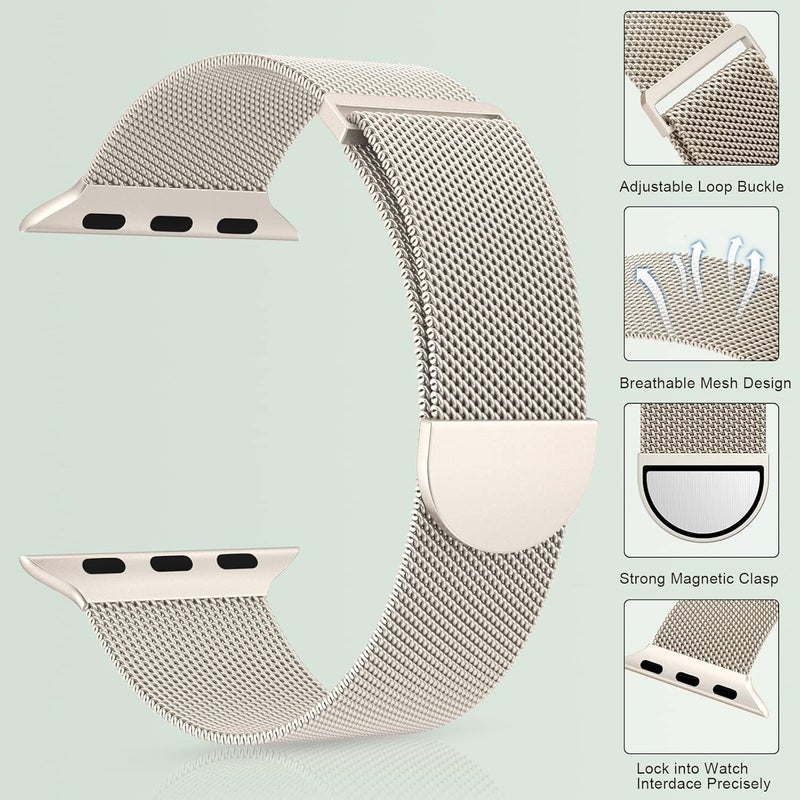 XST Compatible for Apple Watch Band 38mm 40mm 41mm 42mm 44mm 45mm 46mm 49mm Stainless Steel Mesh Loop Wristband Strap Compatible with iWatch Ultra Series 11/10/9/8/7/6/5/4/3/2/1/SE Multi Color - Image 4