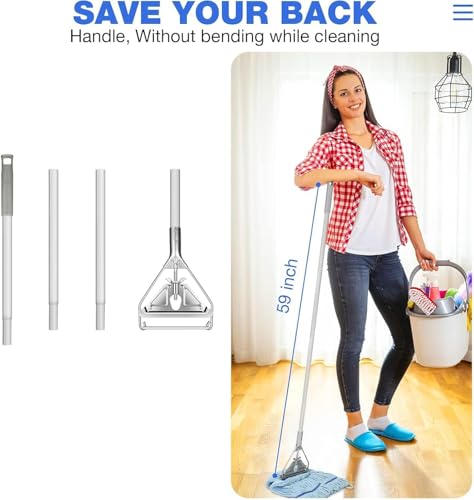 SOBONNE Commercial Mop Handle Heavy Duty,59" Industrial Metal Mop Stick Replacement for Home, Garage, Office, Workshop,Warehouse Floor Cleaning - Image 3