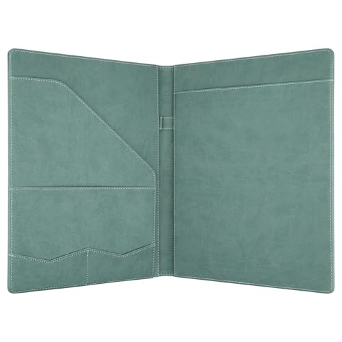MOWPOG Professional Padfolio Portfolio Binder, Faux Leather Interview Resume Folder, Letter Size A4 Legal Writing Pad Holder, Document Organizer for Business School Office Conference (Green) - Image 2