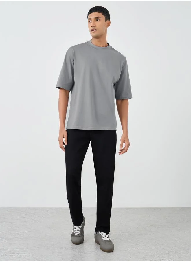 ستايلي Styli Oversized Crew Neck Short Sleeve T-Shirt