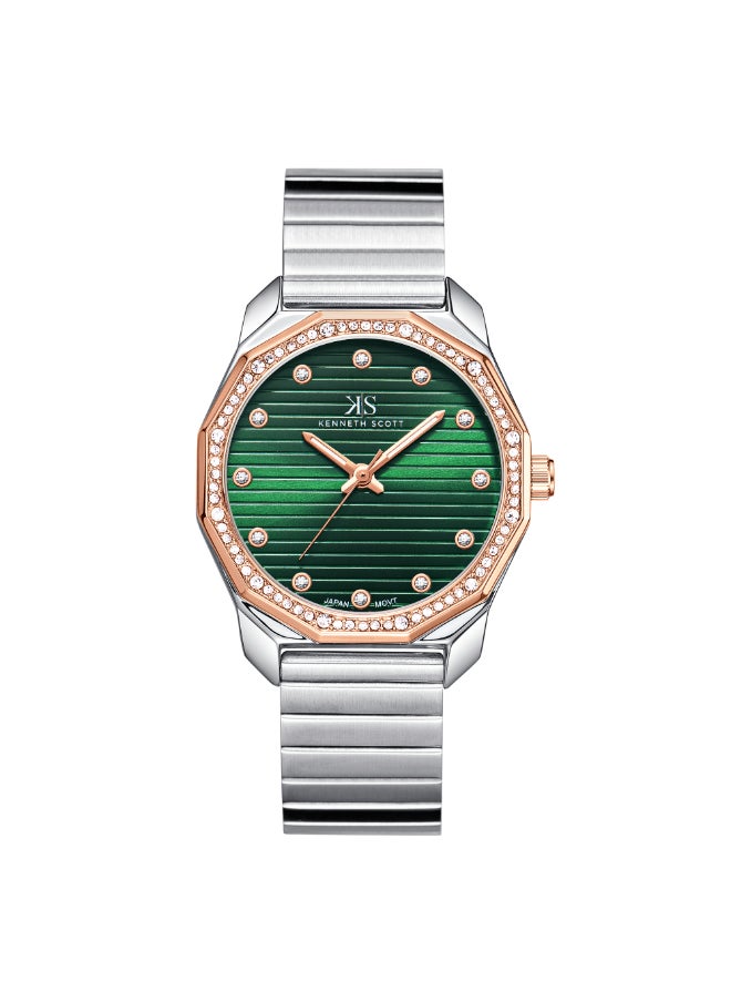KENNETH SCOTT Women's Watch, Analog Display and Stainless Steel Strap - K24505-KBKH, Silver  - Image 1