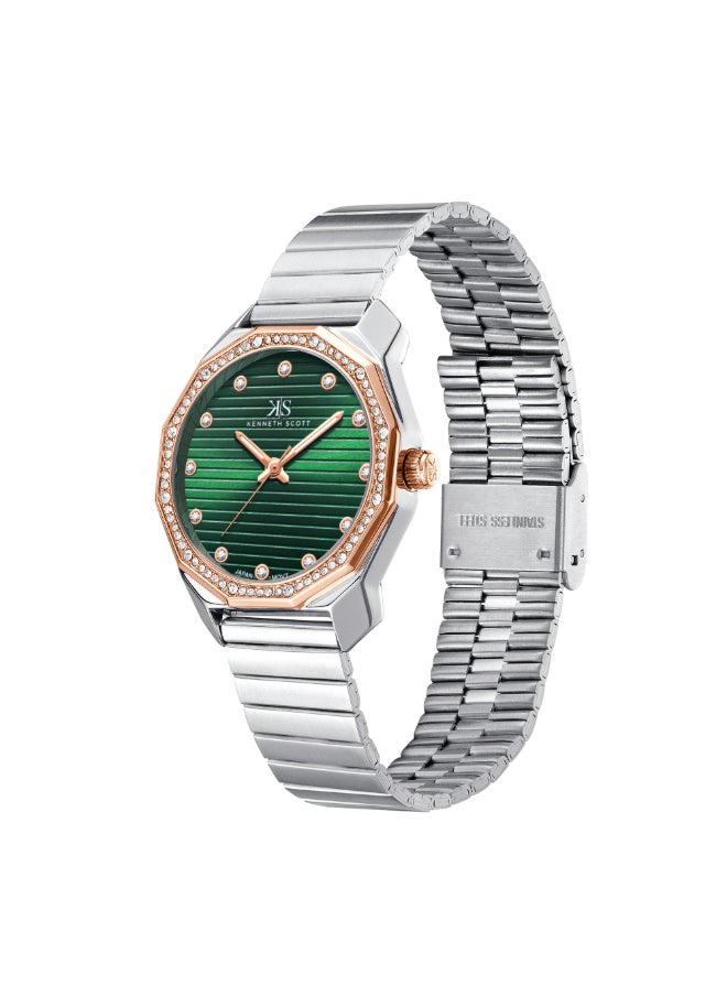KENNETH SCOTT Women's Watch, Analog Display and Stainless Steel Strap - K24505-KBKH, Silver  - Image 2