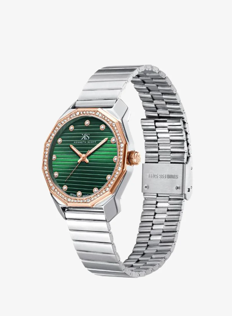 Kenneth Scott Women's Stainless Steel Analog Watch K24505-KBKH - 33 mm
