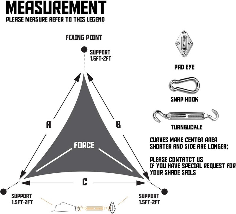 Tang Sunshades Depot Sun Shade Sail Hardware kit Set 8 Inches Super Heavy Duty Marine Grade for Triangle Shade Sail - Image 5
