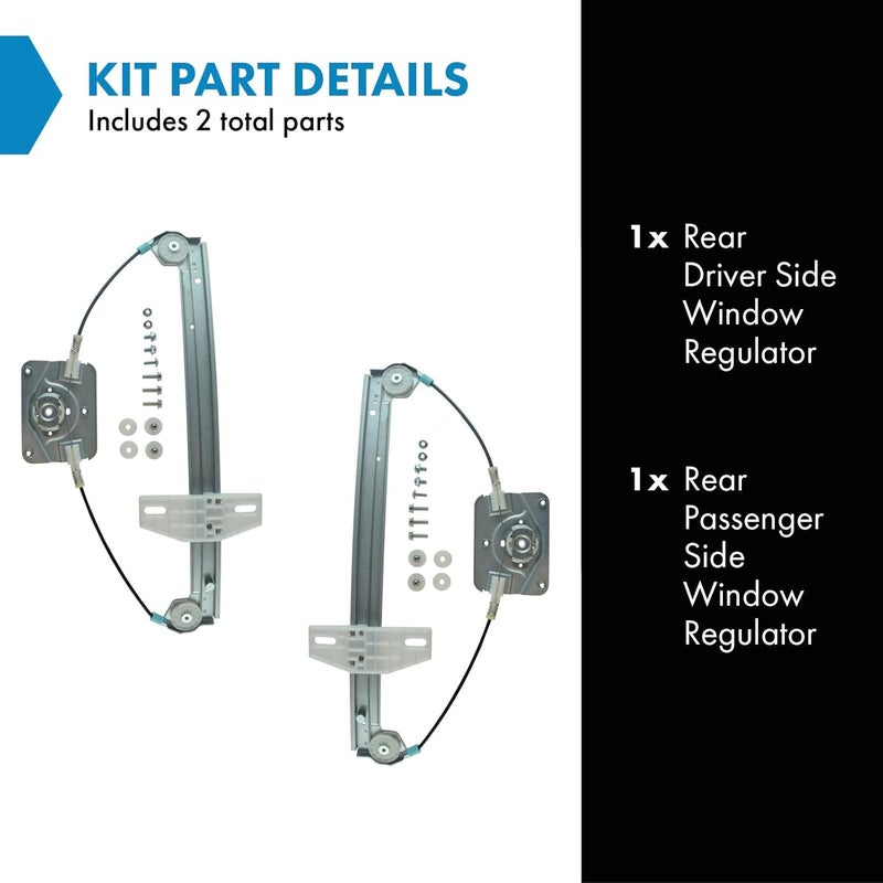 TRQ Rear Power Window Regulator Set Compatible with 2006-2013 Audi A3 A3 Quattro - Image 2