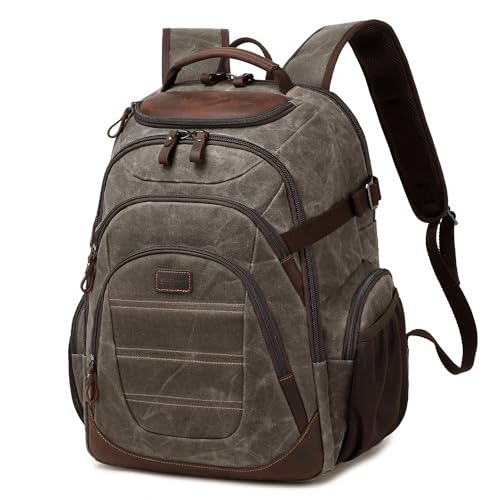 SHENHU Travel Laptop Backpack 173 inch XL Computer Backpack for Men Waxed Canvas College Daypack Business Backpack Green - Image 1