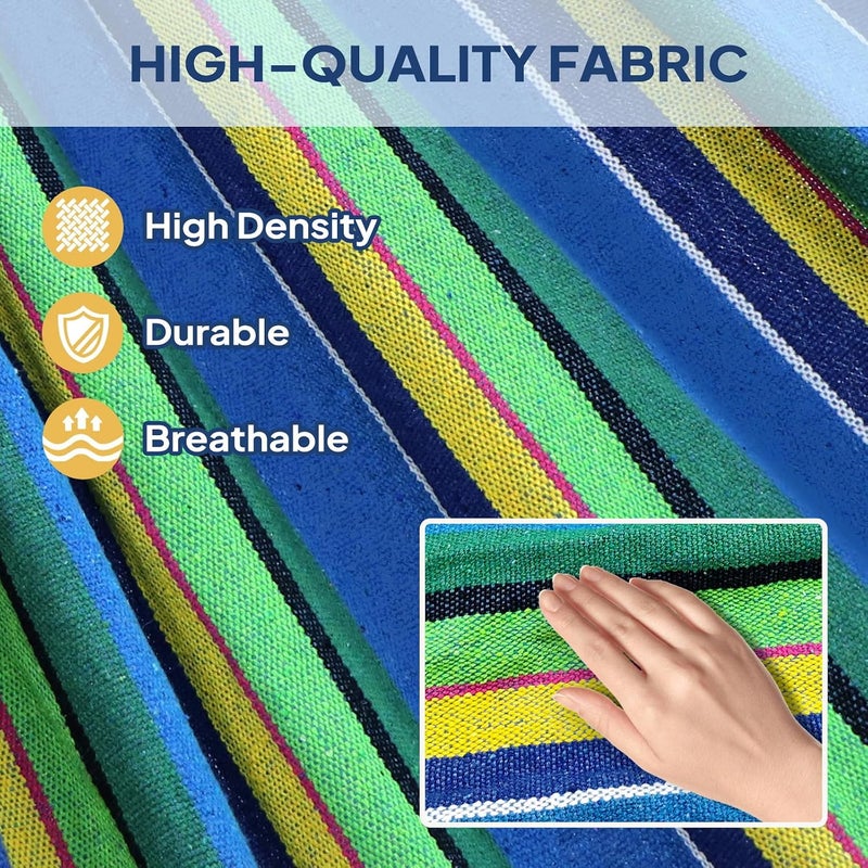 Anyoo Garden Cotton Hammock Comfortable Fabric Hammock with Tree Straps for Hanging Sturdy Hammock Up to 660lbs Portable Hammock with Travel Bag for Camping Outdoor/Indoor Patio Backyard - Image 3