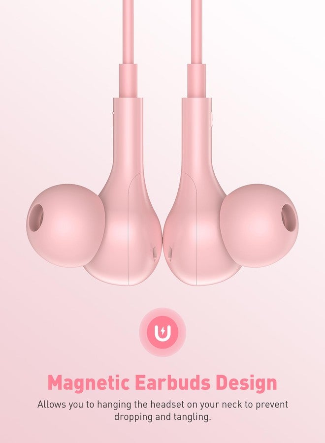 iMangoo Wired Earbuds with Microphone, All Day Wear in Ear Headphones, S/M/L Ear Buds Tips, Built-in Remote to Control Music, Phone Calls, Volume 3.5mm Plug Jack Earphones for Home Office School Pink - Image 4