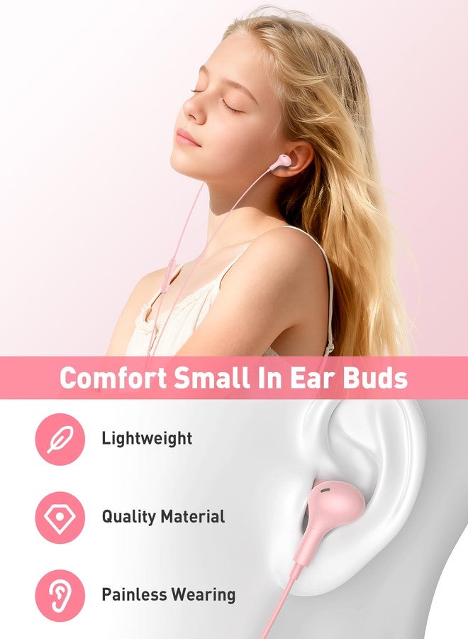 iMangoo Wired Earbuds with Microphone, All Day Wear in Ear Headphones, S/M/L Ear Buds Tips, Built-in Remote to Control Music, Phone Calls, Volume 3.5mm Plug Jack Earphones for Home Office School Pink - Image 3