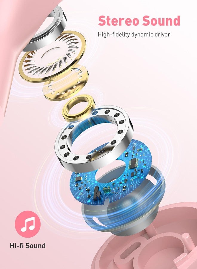 iMangoo Wired Earbuds with Microphone, All Day Wear in Ear Headphones, S/M/L Ear Buds Tips, Built-in Remote to Control Music, Phone Calls, Volume 3.5mm Plug Jack Earphones for Home Office School Pink - Image 2