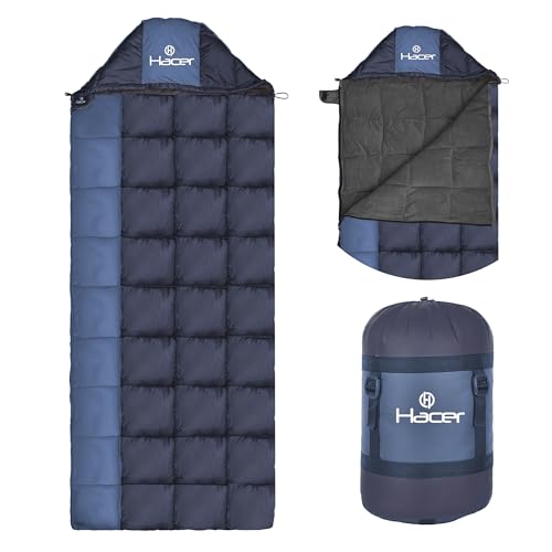 Hacer Kanchanjunga 3in1 Camping Sleeping Bag Open Like Comforter & Mattress -10 Degree Winter Nylon Lining Hiking Trekking Bags for Adults Baby, Men & Women (7.2ft, Black & Blue, -10°C to 0°C, 2.5 kg) - Image 1