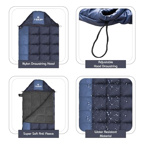 Hacer Kanchanjunga 3in1 Camping Sleeping Bag Open Like Comforter & Mattress -10 Degree Winter Nylon Lining Hiking Trekking Bags for Adults Baby, Men & Women (7.2ft, Black & Blue, -10°C to 0°C, 2.5 kg) - Image 4