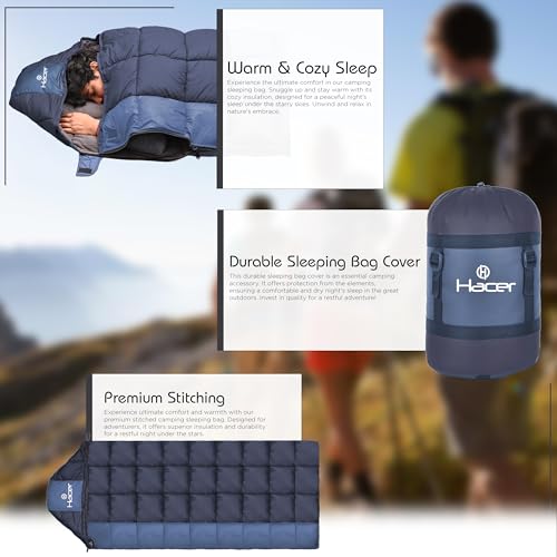 Hacer Kanchanjunga 3in1 Camping Sleeping Bag Open Like Comforter & Mattress -10 Degree Winter Nylon Lining Hiking Trekking Bags for Adults Baby, Men & Women (7.2ft, Black & Blue, -10°C to 0°C, 2.5 kg) - Image 5