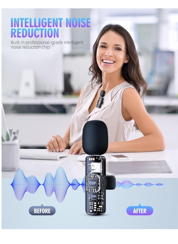 Generic - 3 in 1 Wireless Lavaliere Microphones for iPhone, iPad, Android, Camera, USB-C Microphone, 7-Hour Battery, Mini Microphone with Noise Reduction for Video Recording, Vlog, YouTube, TikTok - Image 1