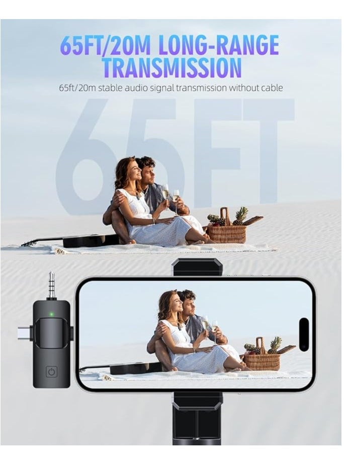 Generic - 3 in 1 Wireless Lavaliere Microphones for iPhone, iPad, Android, Camera, USB-C Microphone, 7-Hour Battery, Mini Microphone with Noise Reduction for Video Recording, Vlog, YouTube, TikTok - Image 1