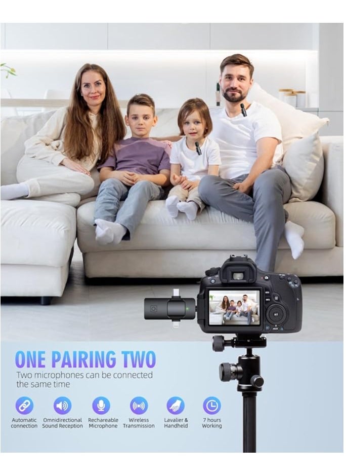 Generic - 3 in 1 Wireless Lavaliere Microphones for iPhone, iPad, Android, Camera, USB-C Microphone, 7-Hour Battery, Mini Microphone with Noise Reduction for Video Recording, Vlog, YouTube, TikTok - Image 1