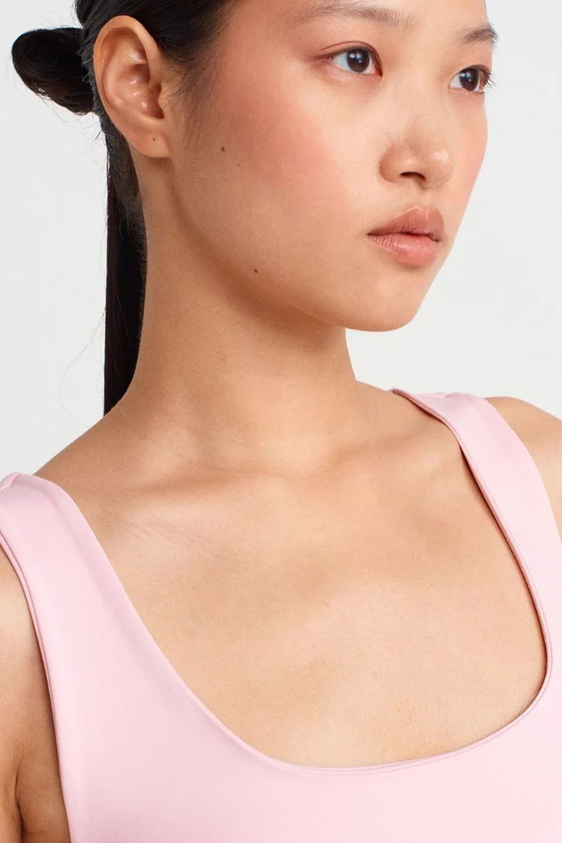 Dilvin Blush Pink DILVIN Sleeveless Square-Neck Slim-Fit Jersey Blouse for Women | Best Price UAE