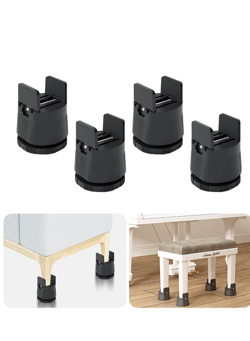 Bed Furniture Risers, Chair Risers with Height Adjustable 2.36-3.15'', Suitable for Leg Diameter 0-1.97'' of Couches, Tables, Chairs, Bed Lifts Risers Support Up to 1500 Lbs (Black, 4 Pack) - Image 1