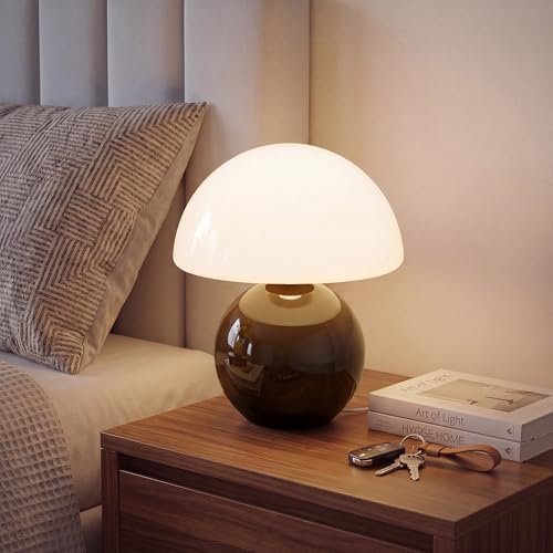 Dawnwake Mushroom Lamp Table Lamp for Bedroom,Desk Bedside Small Lamps for Living Room Night Stands,Mushroom Decor Cute Mini Modern Mid Century Lamps,Unique Aesthetic Home Living Room Decor(Coffee) - Image 1