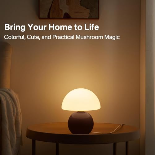 Dawnwake Mushroom Lamp Table Lamp for Bedroom,Desk Bedside Small Lamps for Living Room Night Stands,Mushroom Decor Cute Mini Modern Mid Century Lamps,Unique Aesthetic Home Living Room Decor(Coffee) - Image 2