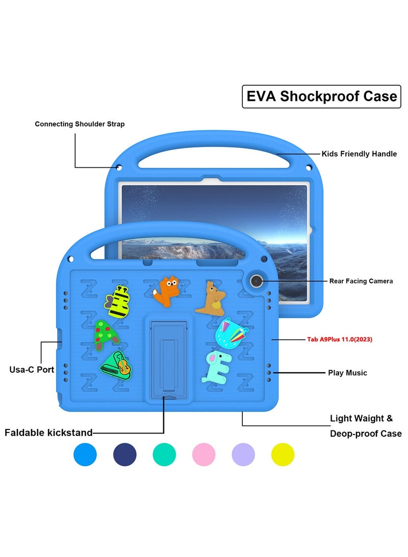 VKL Compatible with Samsung Galaxy Tab A9 plus Case for Kids 11” 2024 With shoulder strap  Released with Holder Shockproof Full Body Protection Cute Cover Shell for Tab A0 plus Case Kids Blue - Image 4