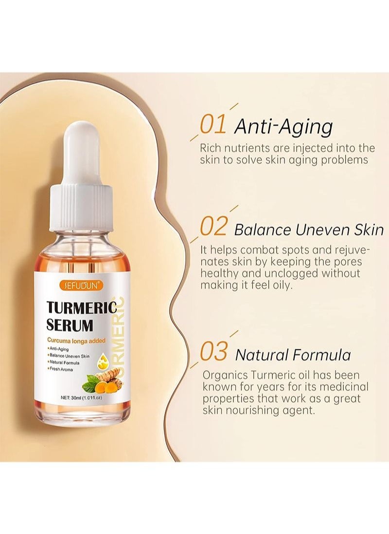Sefudun Turmeric Dark Spot Serum 30ml, Dark Spot Correcting Serum for Face and Body, Reduces Hyperpigmentation, Age Spots, Sun Spots and Improves Skin Tone for Women and Men of All Skin Types  - Image 3