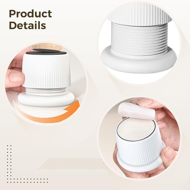 4 Furniture Risers, Adjustable from 1.57 to 2.48 Height, Non-Slip Pads, White Design for Tables, Beds & Cabinets - Image 3