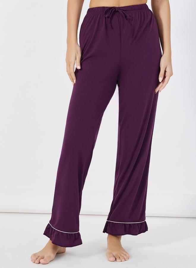 Styli Ruffle Sleeve Contrast Piping Shirt & Pyjama Set  - Image 5