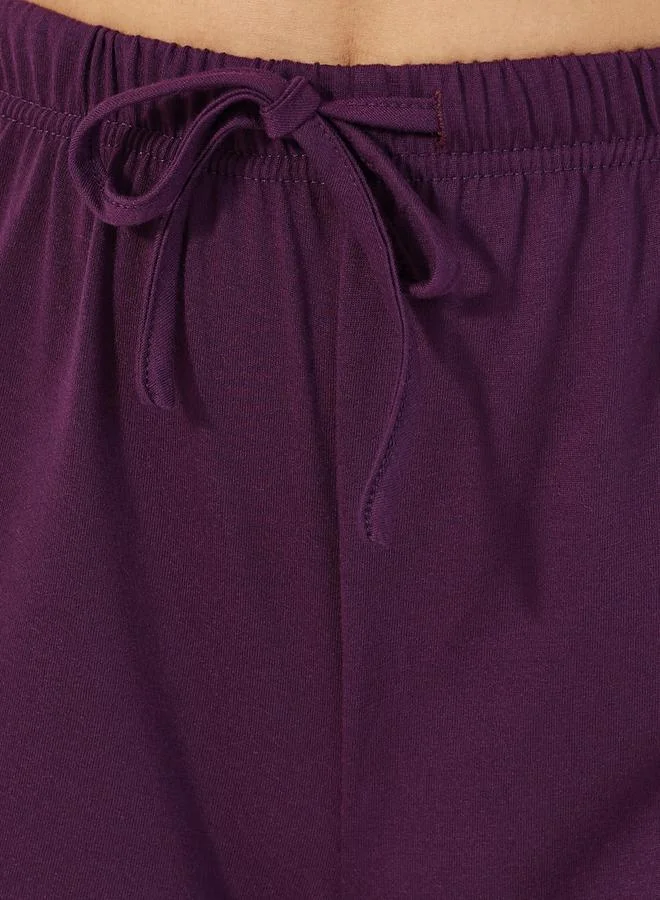 Styli Ruffle Sleeve Contrast Piping Shirt & Pyjama Set