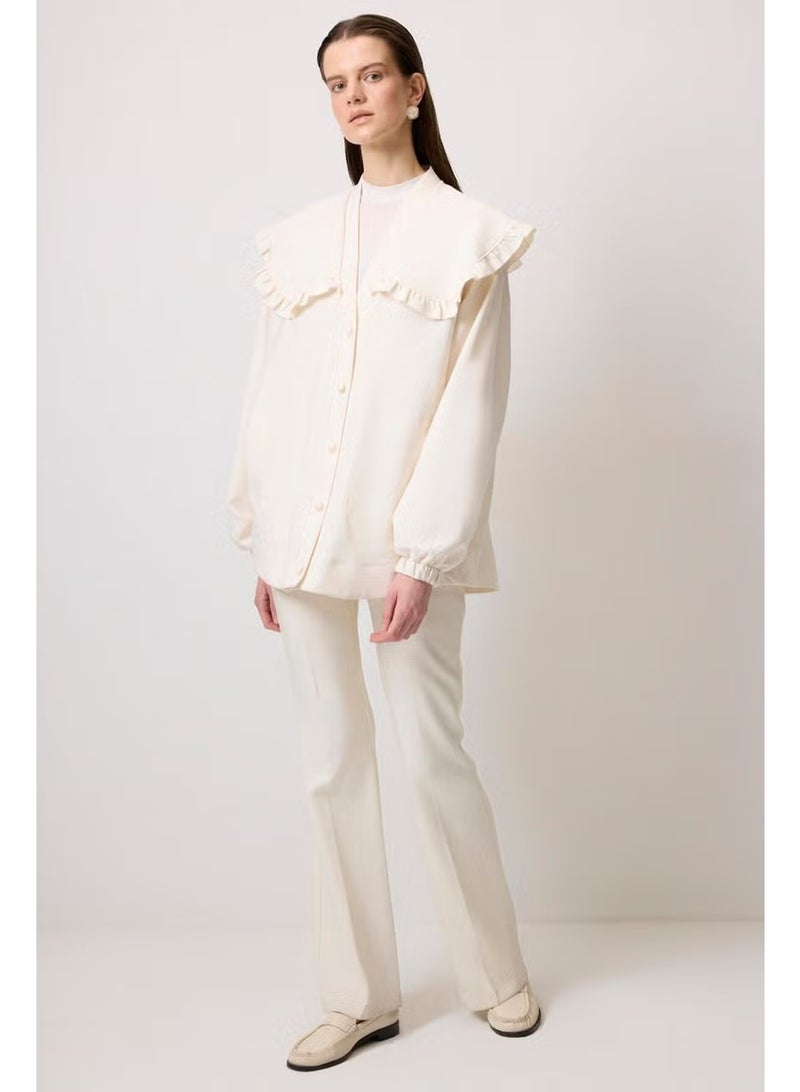 Touche Wide Collar Crepe Cardigan - Image 1