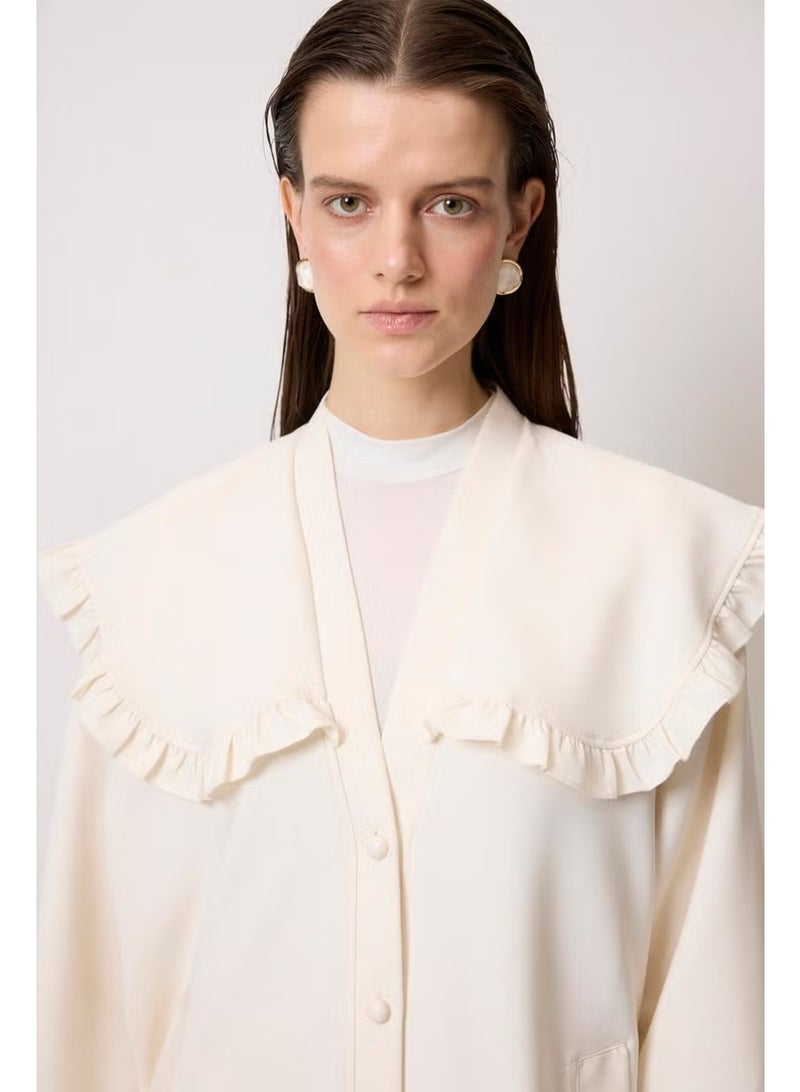 Touche Wide Collar Crepe Cardigan - Image 4