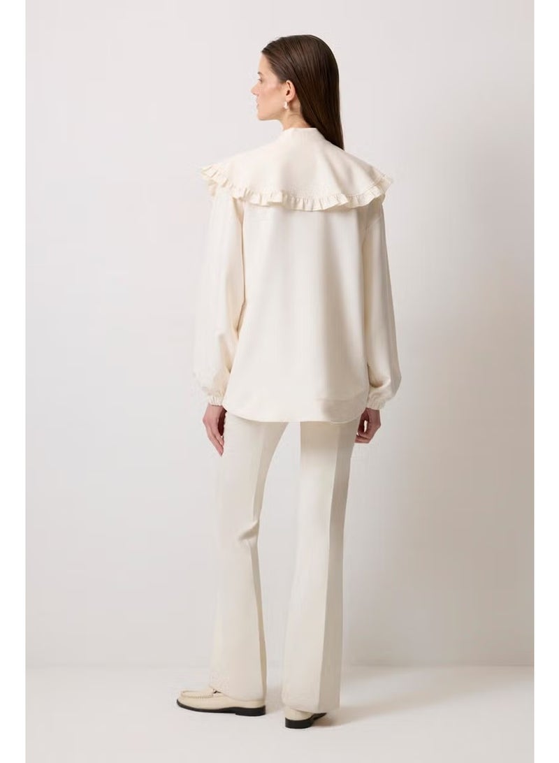 Touche Wide Collar Crepe Cardigan - Image 3