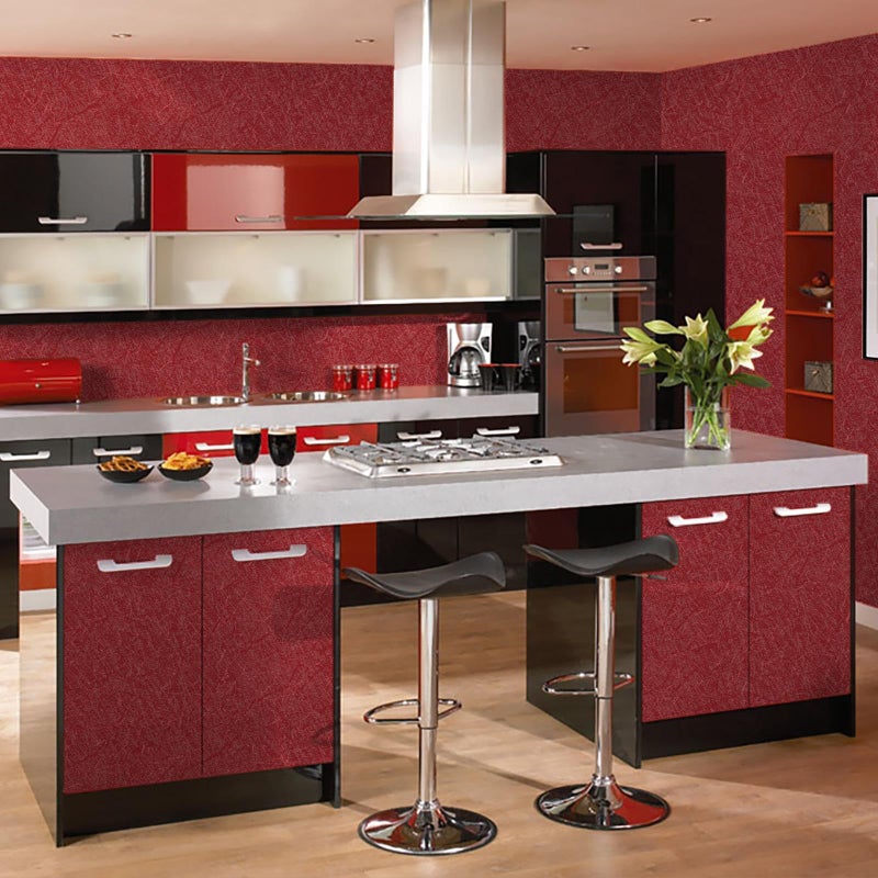 Abyssaly Dark Red Peel and Stick Self Adhesive Wallpaper - Removable Waterproof Bathroom Countertop Contact Paper 15.7" X 118" - Kitchen Vinyl Wrap for Cabinet Countertops - Wall Cover Counter Top Paper - Image 4