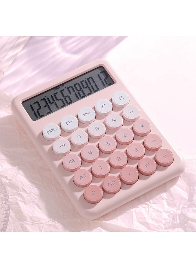 Generic - Desktop Calculator 12 Digit Large LCD Display Big Round Button Cute Gradient Colored Calculator Suitable for Office School Home for Kids Students Accountant - Image 1