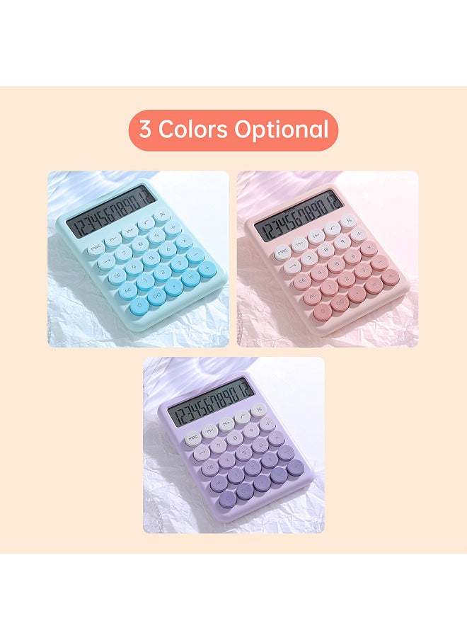 Generic - Desktop Calculator 12 Digit Large LCD Display Big Round Button Cute Gradient Colored Calculator Suitable for Office School Home for Kids Students Accountant - Image 1