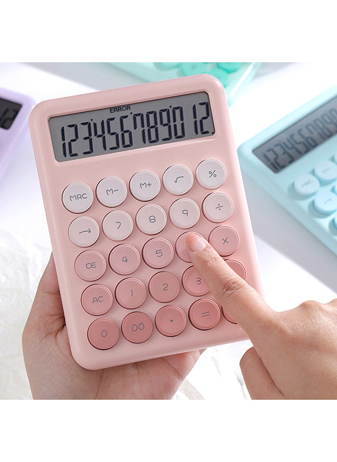 Generic - Desktop Calculator 12 Digit Large LCD Display Big Round Button Cute Gradient Colored Calculator Suitable for Office School Home for Kids Students Accountant - Image 1