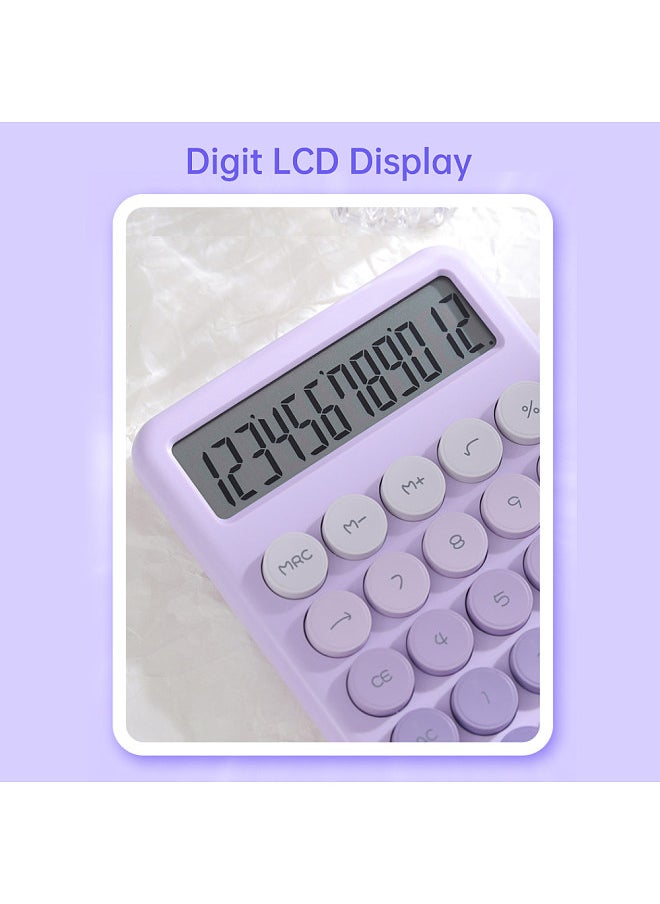 Generic - Desktop Calculator 12 Digit Large LCD Display Big Round Button Cute Gradient Colored Calculator Suitable for Office School Home for Kids Students Accountant - Image 1