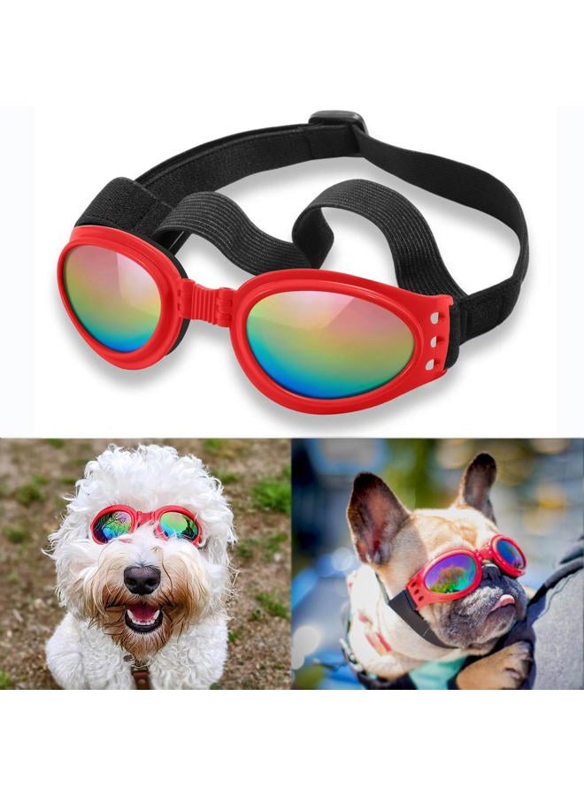 QUMY Dog Sunglasses Dog Goggles for Medium Large Breed Dogs, Wind Dust Fog Protection Eye Wear Pet Glasses with Adjustable Strap for Motorcycle Car Driving Bike Riding Hiking Swimming Over 15lbs Red - Image 1