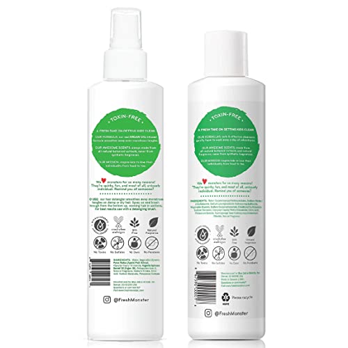 Fresh Monster Hair Detangler Spray & 2-in-1 Shampoo & Conditioner, Coconut, Toxin-Free, Hypoallergenic & Natural (8.5 oz each) - Image 2