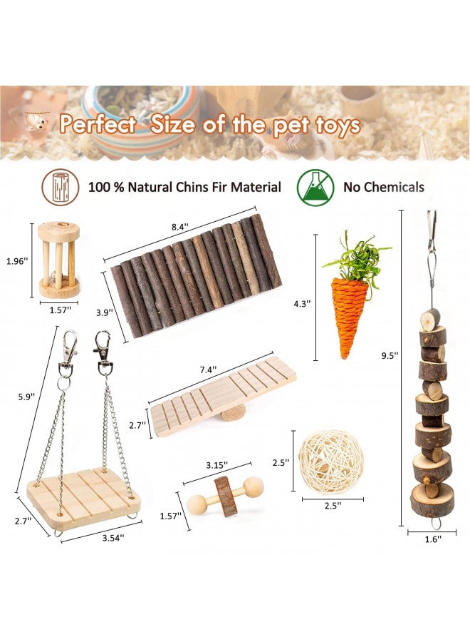 BBjinronjy Hamster Chew Toys Set Small Animal Molar Toys Teeth Care Wooden Accessories for Guinea Pigs,Chinchillas,Gerbils,Mice,Rats,Mouse Rodents Toy Swing Seesaw Bridge (Wood) - Image 4