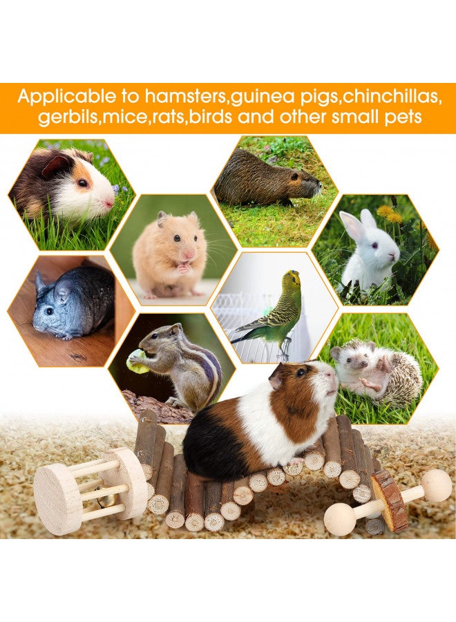 BBjinronjy Hamster Chew Toys Set Small Animal Molar Toys Teeth Care Wooden Accessories for Guinea Pigs,Chinchillas,Gerbils,Mice,Rats,Mouse Rodents Toy Swing Seesaw Bridge (Wood) - Image 3