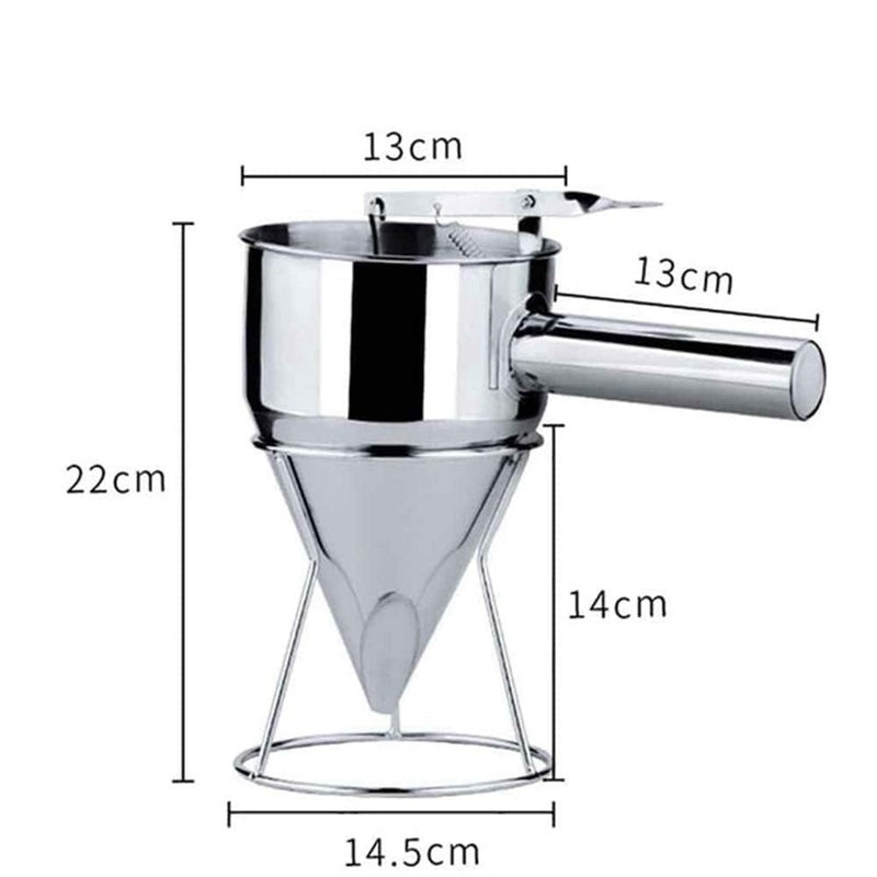 BHAVRUTT BHAVRUTT Stainless Steel Pancake Batter Dispenser with Baking Stand MultiCaliber Funnel for Pancakes Cupcakes Baked Goods Stainless Steel Octopus Ball Funnel I Heavy Duty Baking Tool  - Image 5