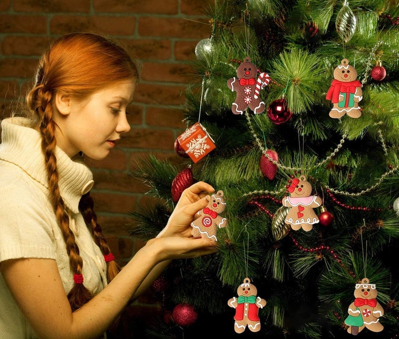 kockuu 12pcs Gingerbread Man Ornaments for Christmas Tree, Assorted Gingerbread Figurines Ornaments, Christmas Tree Hanging Decorations, 3 Inch Tall - Image 3