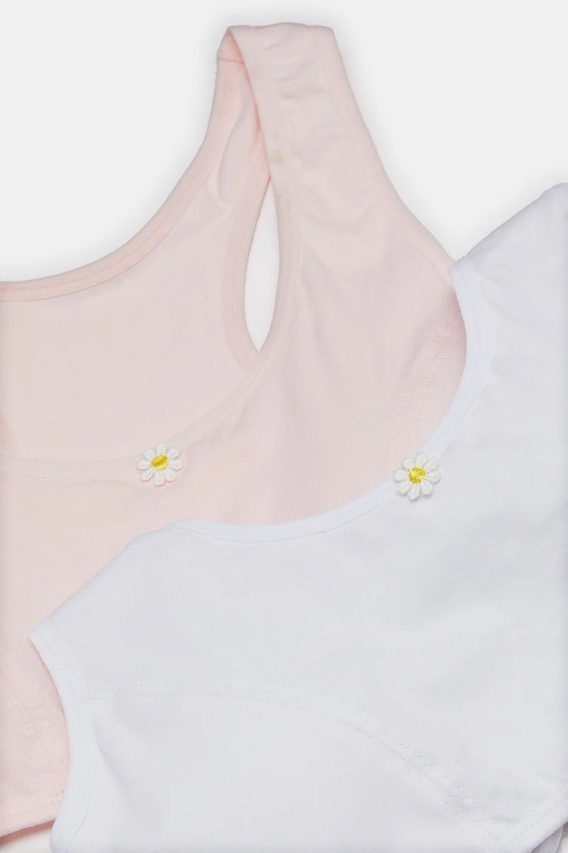 Redtag Senior Girls White And Pink Padded Bra (Pack of 2)