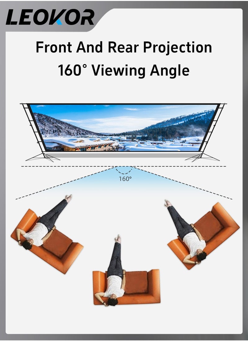 LEOKOR Projector Screen and Stand,150 Inch Portable Outdoor,16:9 4K 1080p HD Movie,with Carry Bag for Indoor Outdoor Home Theater Camping Foldable Anti Crease  - Image 4
