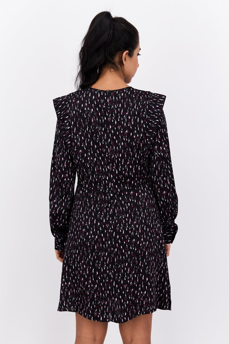 Scotch & Soda Women Allover Print Mini Dress, Black - Image 3