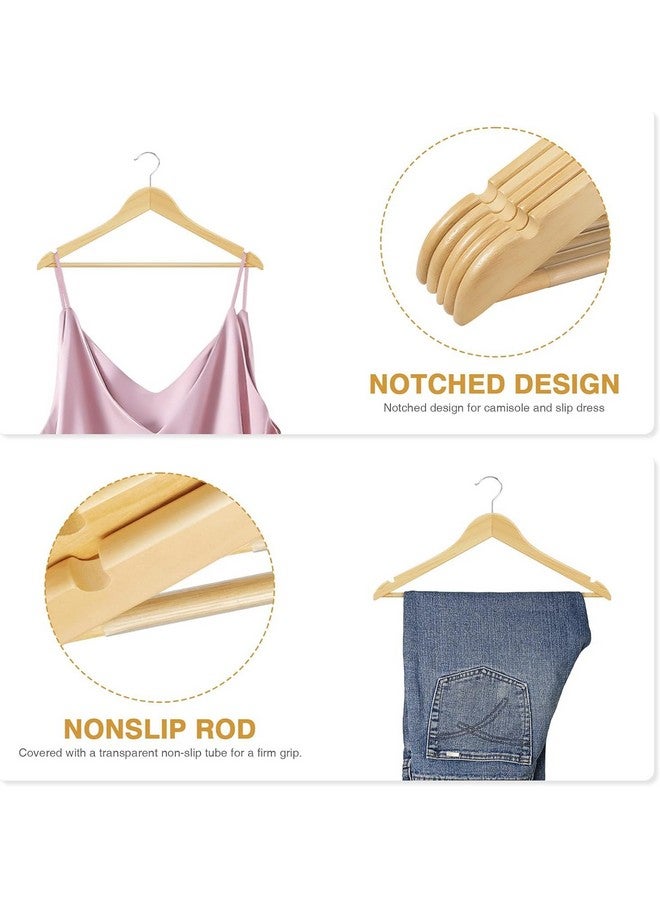 ANH MART ANH MART Wooden Aesthetic Hangers for Clothes - Premium Wardrobe Hangers with Precision Notches for Space-Saving & Hanging Clothes, Ideal for Suits, Jackets (20 -Pack) (Beige)  - Image 3
