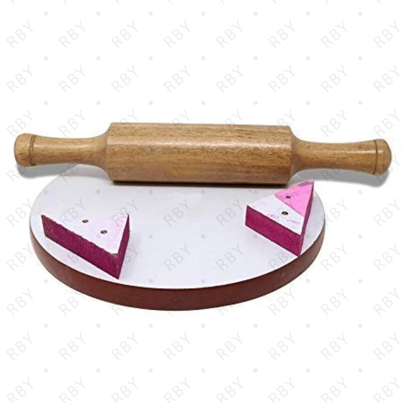 RBY Wooden ChaklaRoti MakerRolling Board 9 Inch Green with Wooden Rolling Pinbelan Dark Brown 2 - Image 2