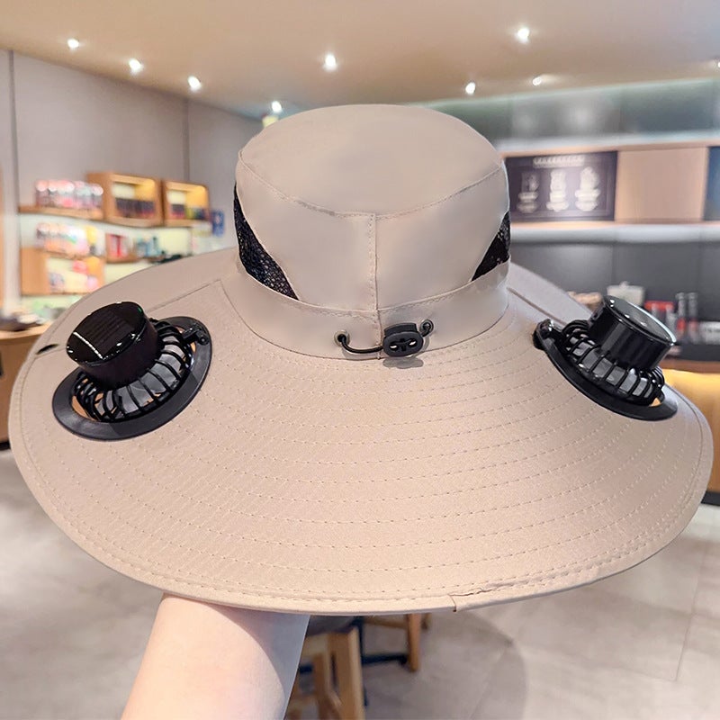 Solar Fan Hat with Wide Brim Sun Hat for Men Summer Fishing Outdoor Hiking UV Protection - Image 2